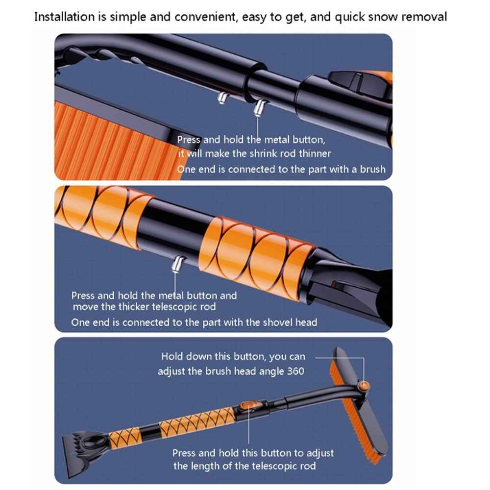ST-3908 Winter Extendable Detachable Dual Head Snow Removal Shovel Car Windshield Snow Scraper Brush