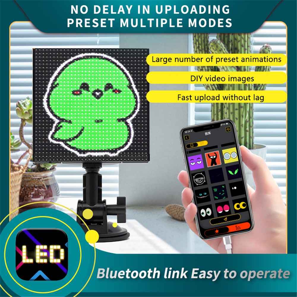 P64L Car LED Sign App Programmable Rear Windshield Scrolling Message LED Matrix Panel DIY Text Pattern Expression Screen