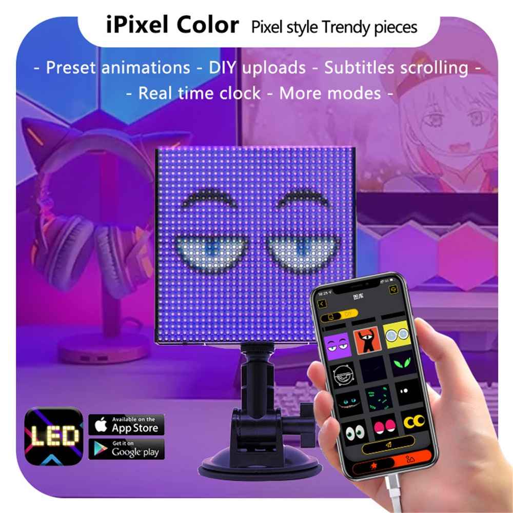 P64L Car LED Sign App Programmable Rear Windshield Scrolling Message LED Matrix Panel DIY Text Pattern Expression Screen
