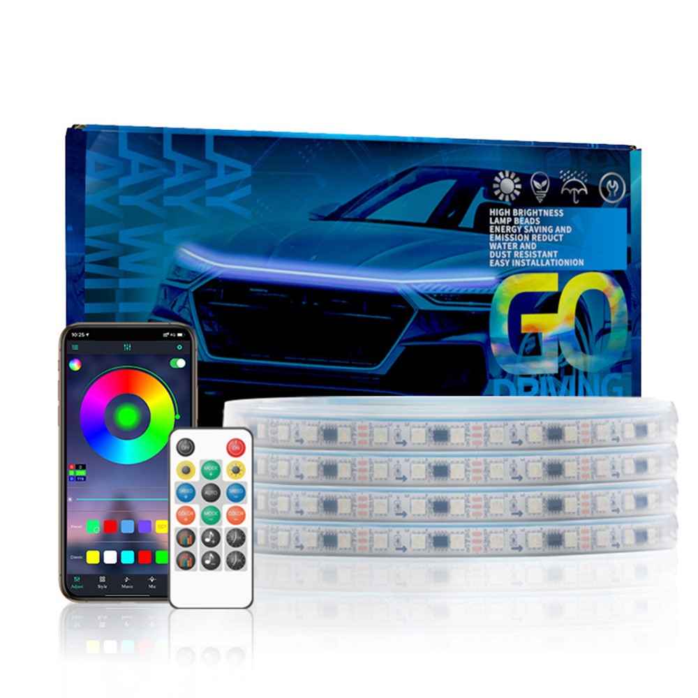 G15F 1.5m Car Hood LED Strip Lights Exterior Lights PVC Engine Hood Guide Decorative Light for Car Truck