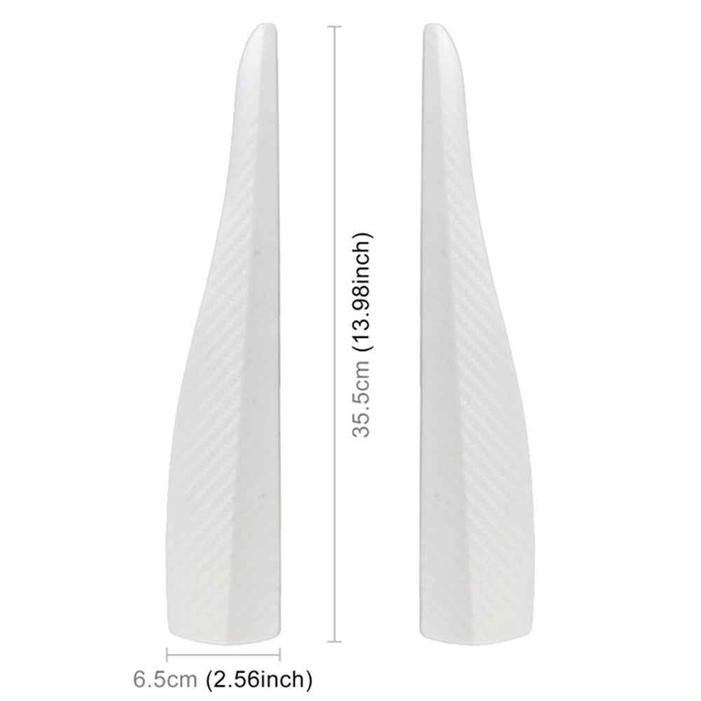 1 Pair Carbon Fiber Texture Car Front Bumper Protectors Anti-Collision Adhesive Silicone Strips, Size L - White