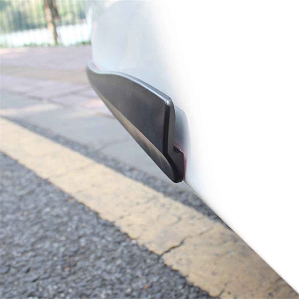 1 Pair Car Front Bumper Protective Strips Carbon Fiber Texture Anti-Collision Adhesive Silicone Strips, Size S - Black
