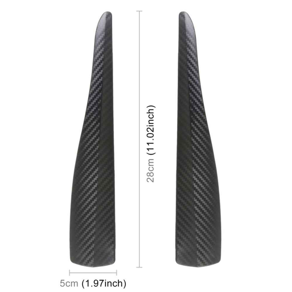1 Pair Car Front Bumper Protective Strips Carbon Fiber Texture Anti-Collision Adhesive Silicone Strips, Size S - Black