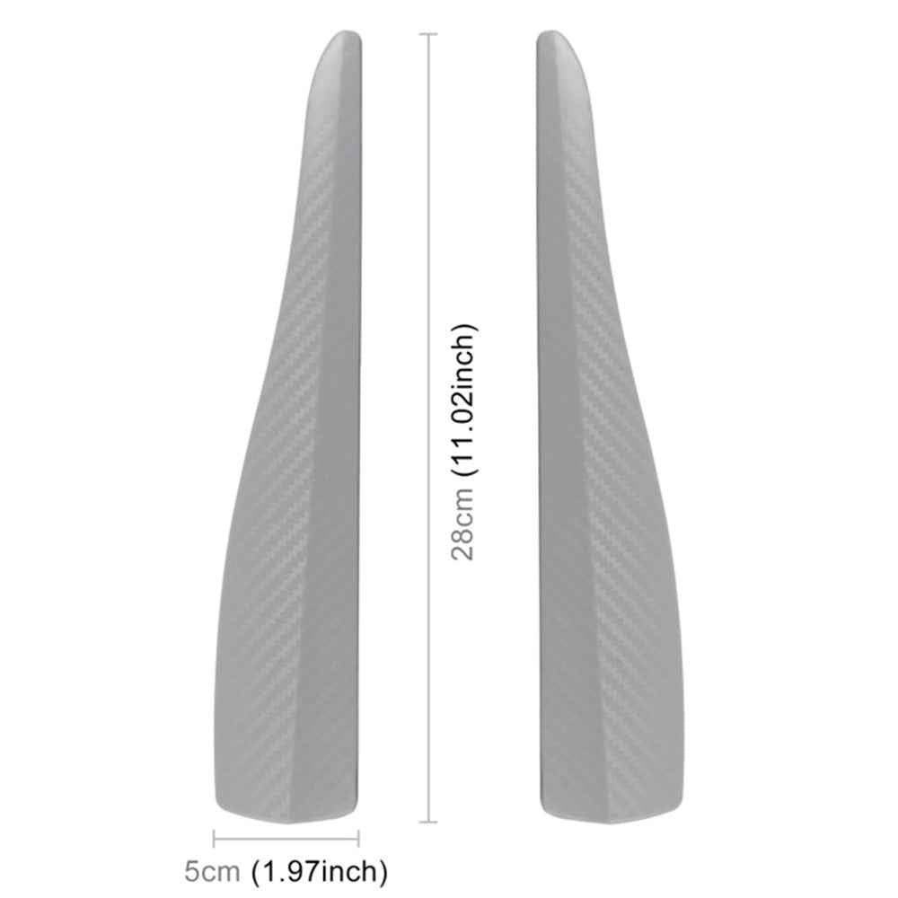 1 Pair Car Front Bumper Protective Strips Carbon Fiber Texture Anti-Collision Adhesive Silicone Strips, Size S - Grey