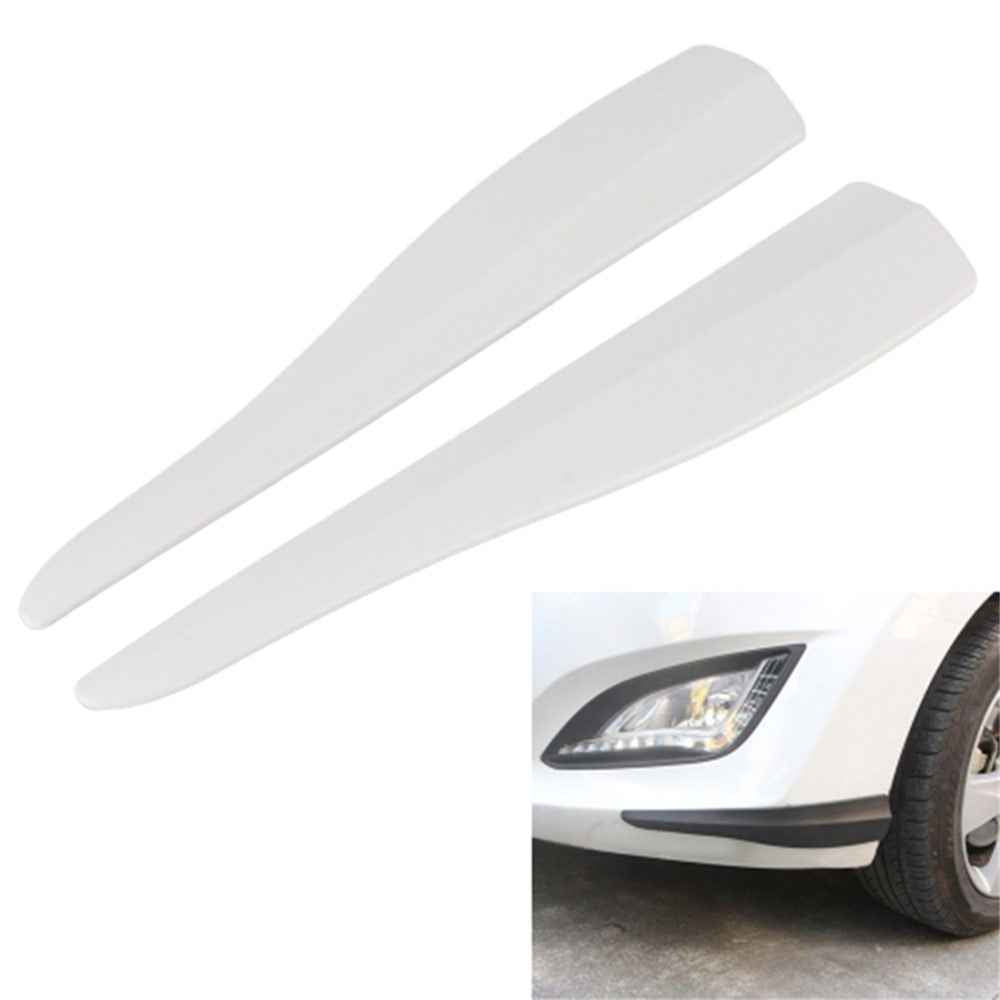 1 Pair Car Front Bumper Protective Strips Carbon Fiber Texture Anti-Collision Adhesive Silicone Strips, Size S - White
