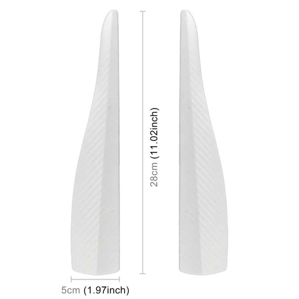 1 Pair Car Front Bumper Protective Strips Carbon Fiber Texture Anti-Collision Adhesive Silicone Strips, Size S - White