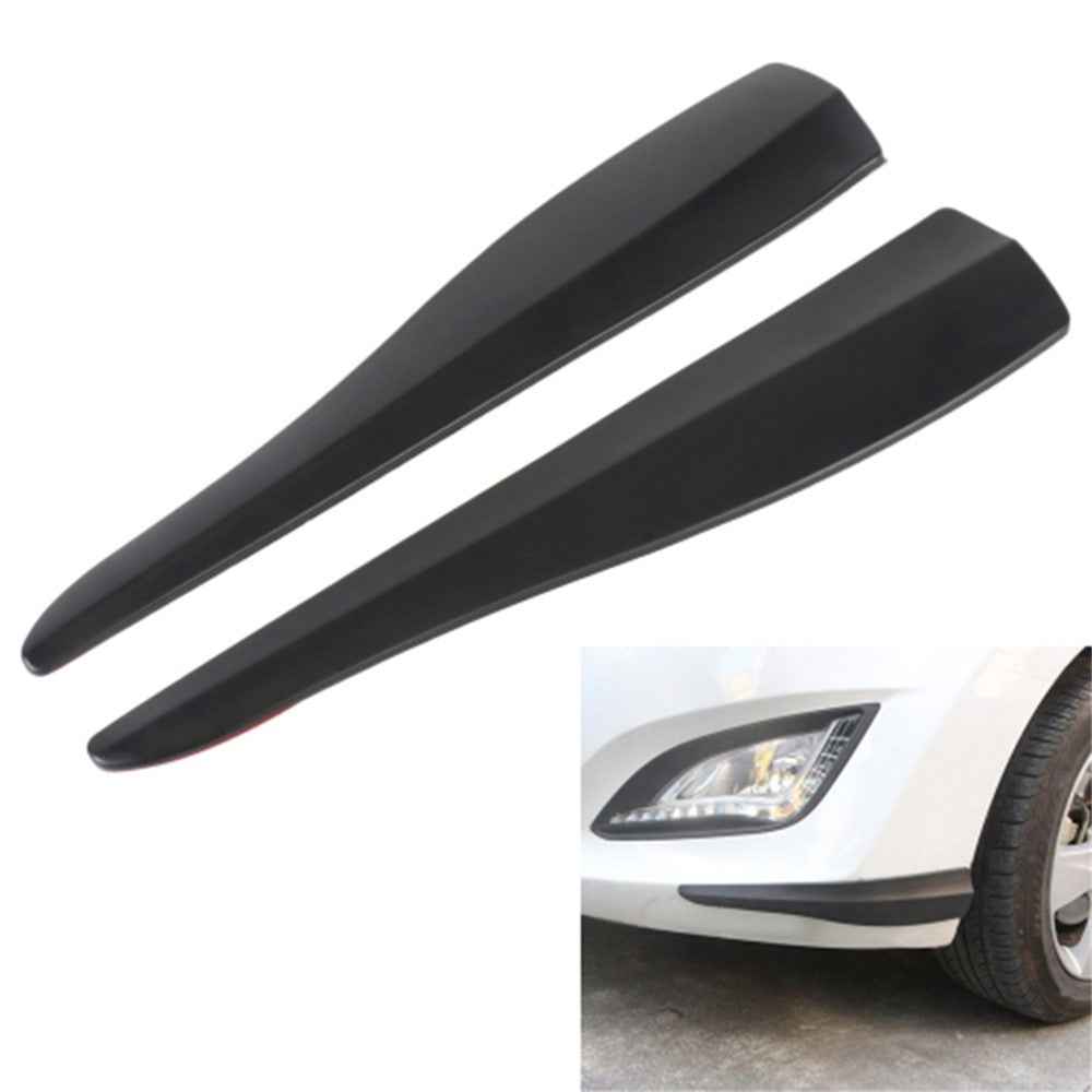1 Pair Solid Color Car Front Bumper Protectors Strips Anti-Collision Silicone Trim Covers, Size L - Black