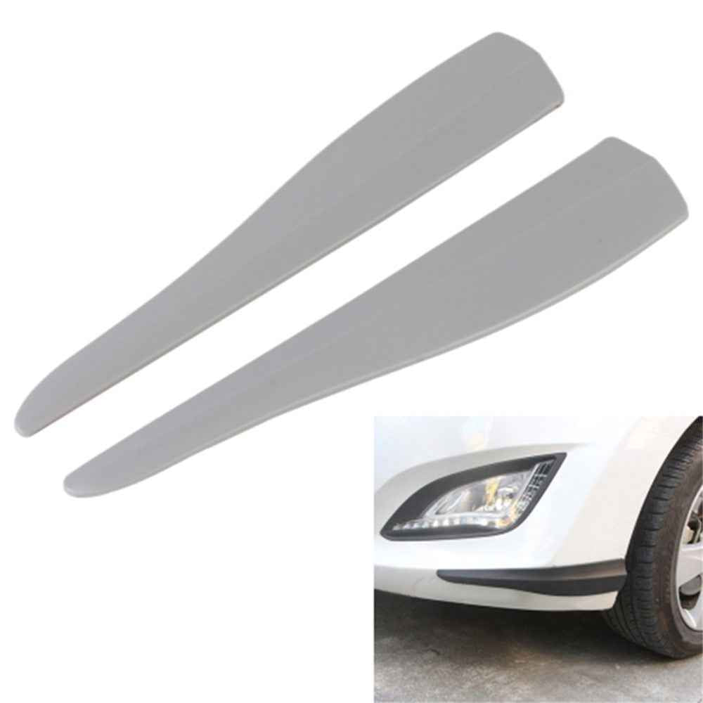 1 Pair Solid Color Car Front Bumper Protectors Strips Anti-Collision Silicone Trim Covers, Size L - Grey