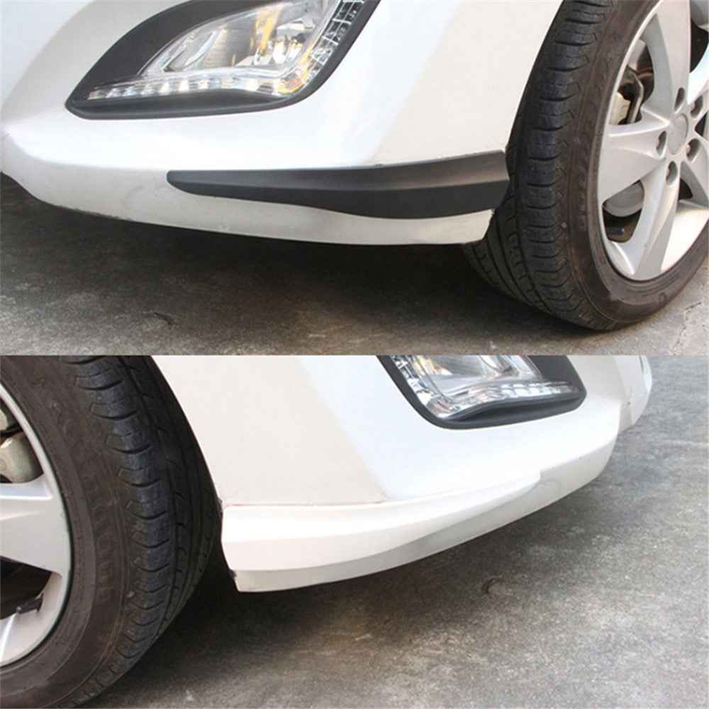 1 Pair Solid Color Car Front Bumper Protectors Strips Anti-Collision Silicone Trim Covers, Size L - Grey