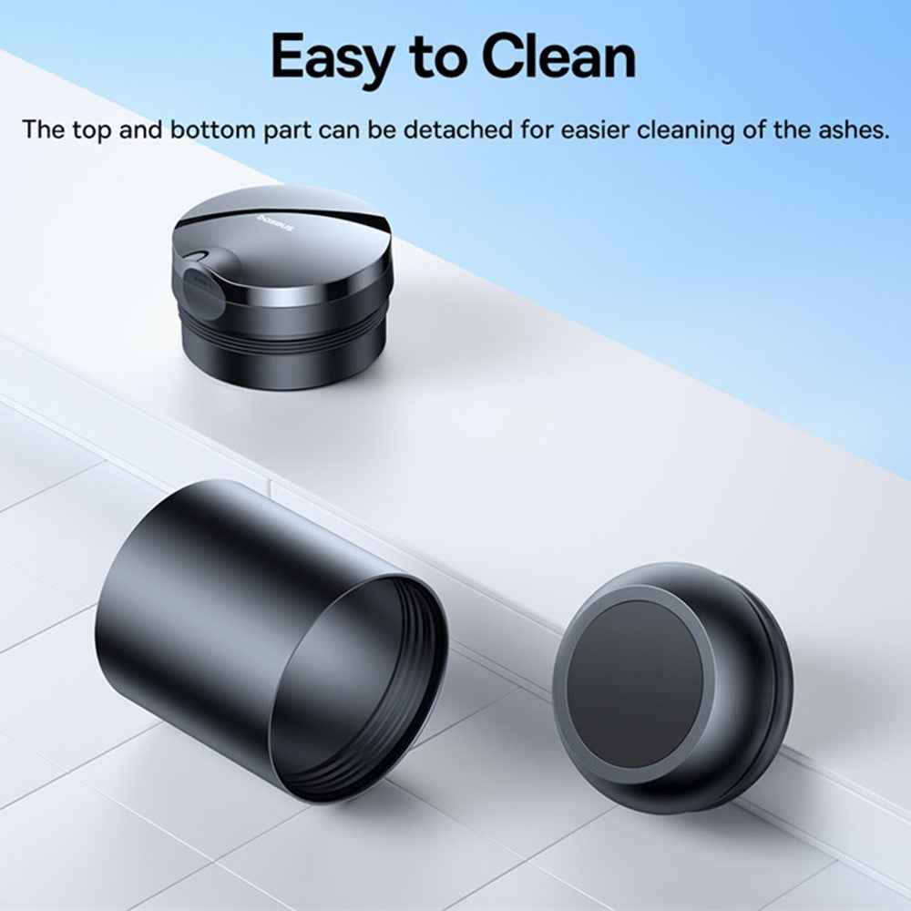 BASEUS Premium II Series Car Ashtray Aluminum Alloy Waterproof Car Ashtray Built-in LED Light - Black