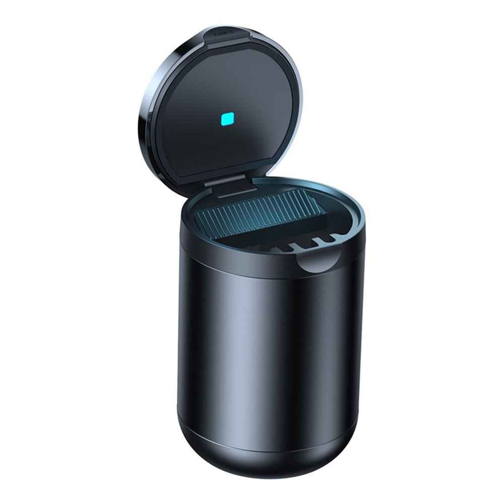 BASEUS Premium II Series Car Ashtray Aluminum Alloy Waterproof Car Ashtray Built-in LED Light - Black