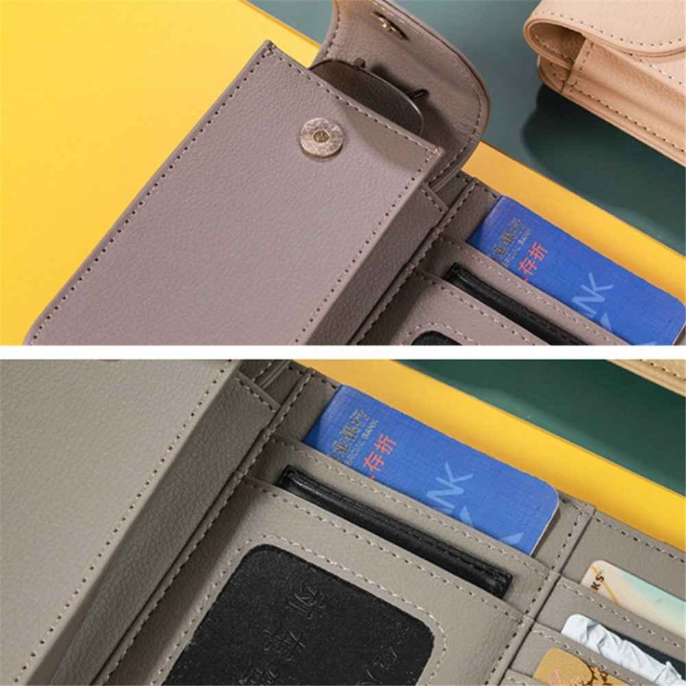 GOATHERD Car Sun Visor Microfiber Leather Storage Bag Driver License Cards Glasses Holder Bag - Black