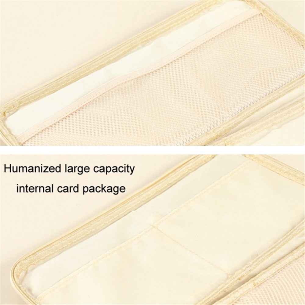 Car Sunshade Storage Bag Multi-Pockets Sunglasses Cards Pen Organizer Microfiber Leather Pouch - Beige