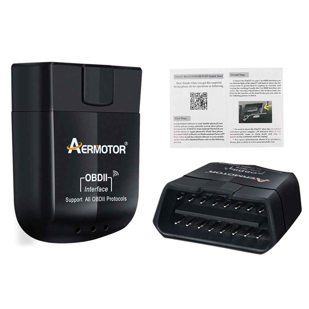 AERMOTOR ELM327 WIFI V1.5 OBD2 Scanner Car OBDII Code Reader Diagnostic Tool (Chip: PIC18F25K80)