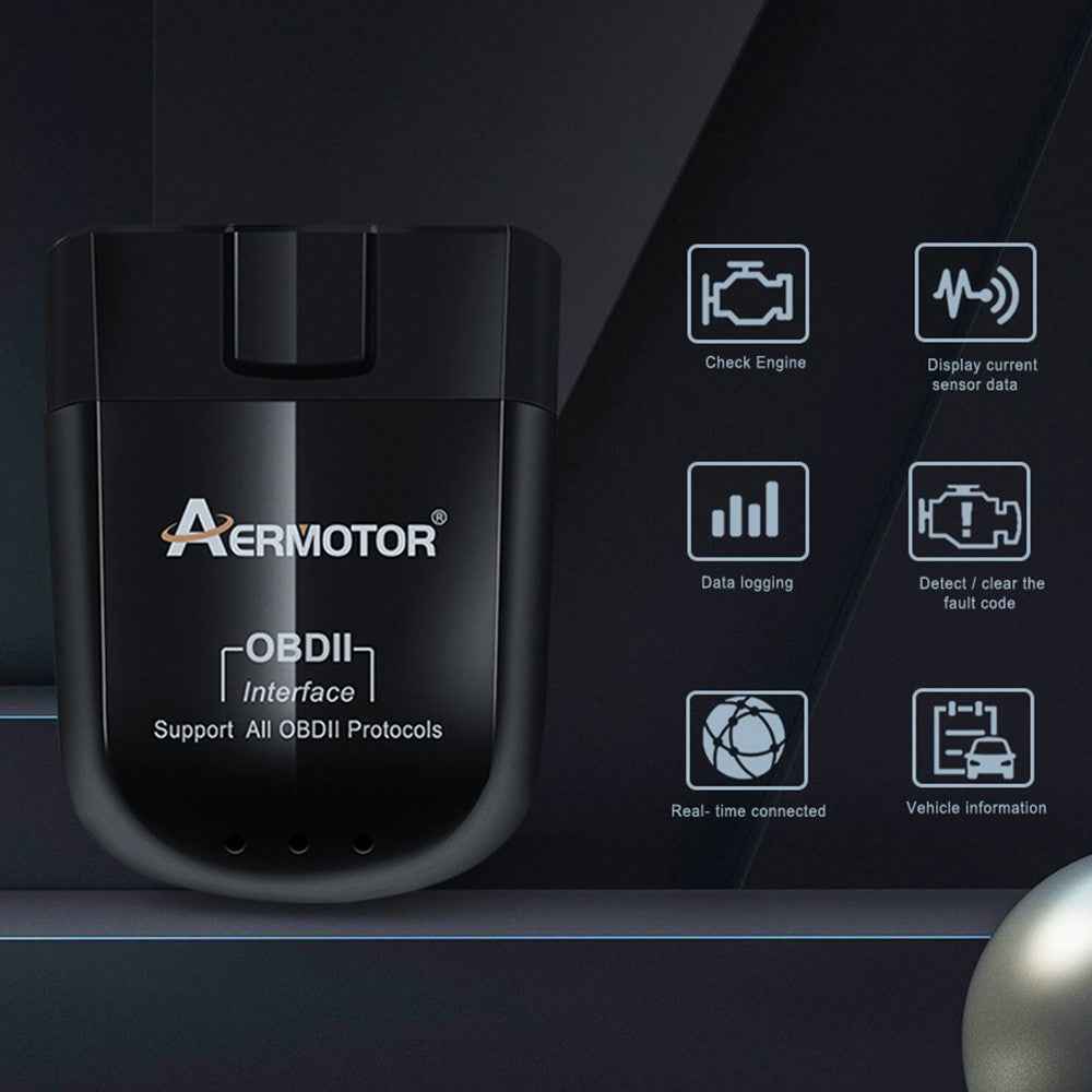 AERMOTOR ELM327 V1.5 OBD 2 Scanner Bluetooth-compatible 4.0 Car OBD2 Reader Check Engine Scan Tool (Chip: PIC18F25K80)