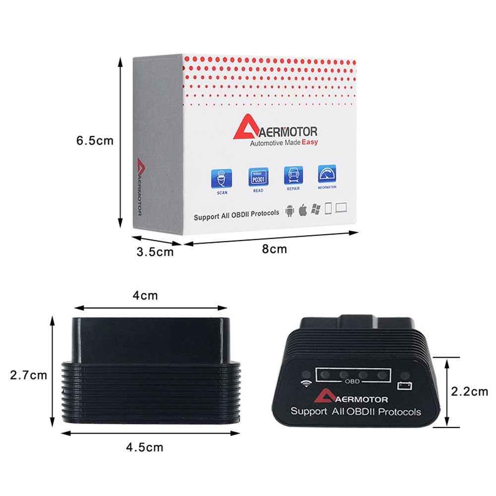 AERMOTOR V1.5 WiFi ELM327 Car Diagnostic Scan Tool Check Engine Device OBD2
