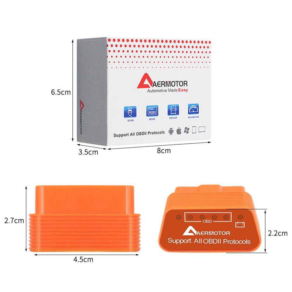AERMOTOR V1.5 ELM327 OBD2 Bluetooth-compatible Code Reader Car Check Engine Diagnostic Scan Tool