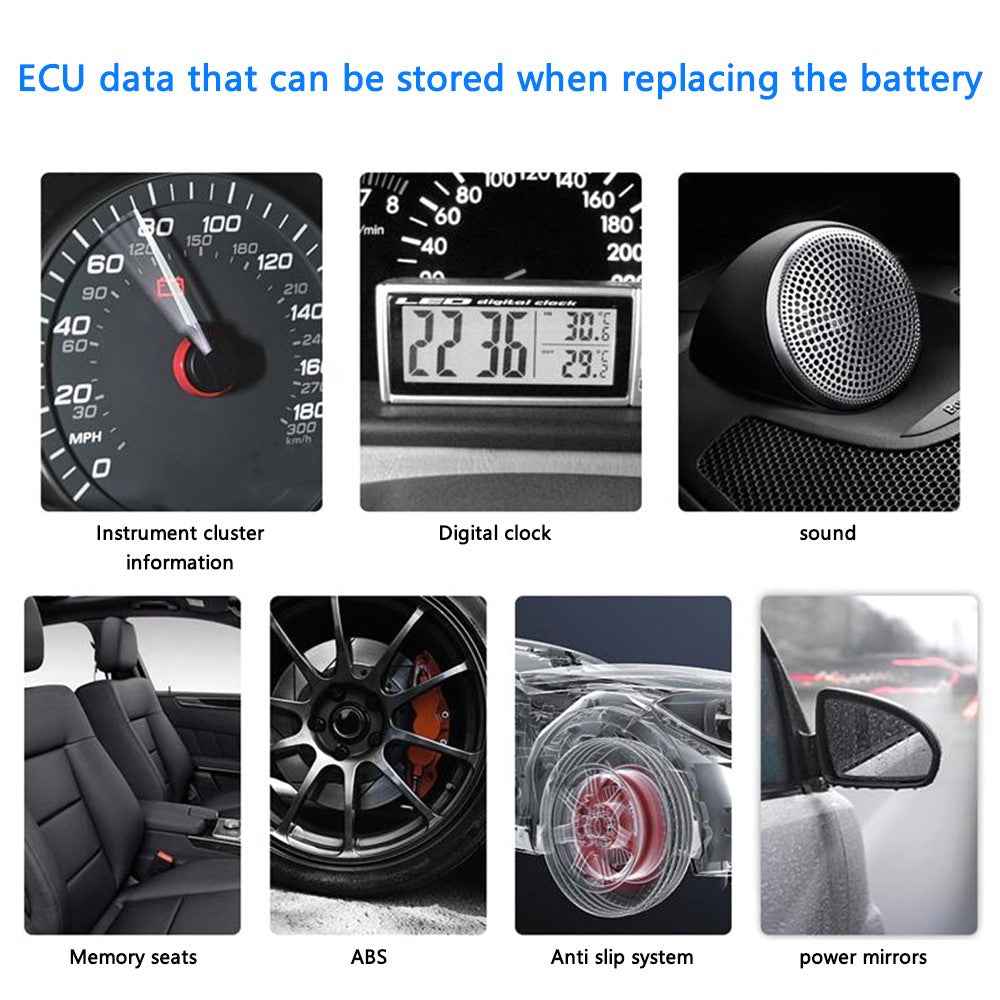 AERMOTOR Battery Alligator Clips Car Emergency Power Off Protector with OBD2 Connectors ECU Memory