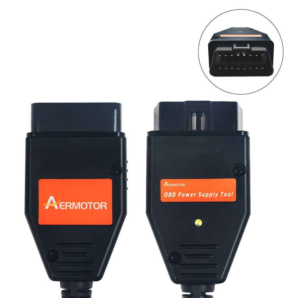 AERMOTOR Battery Alligator Clips Car Emergency Power Off Protector with OBD2 Connectors ECU Memory