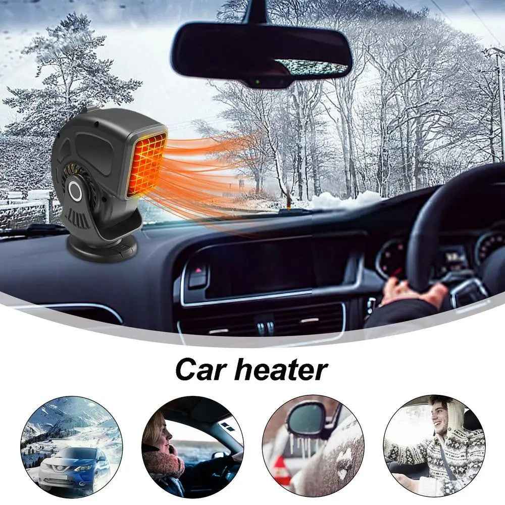 9769 12V Car Heater Lightweight Defrost and Defog Car Warmer Cigarette Lighter Vehicle Heating Device - Black  /  Red