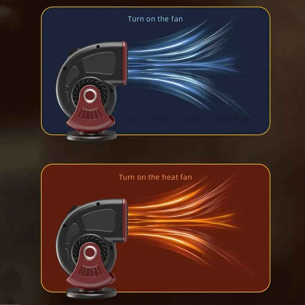 9769 12V Car Heater Lightweight Defrost and Defog Car Warmer Cigarette Lighter Vehicle Heating Device - Black  /  Red