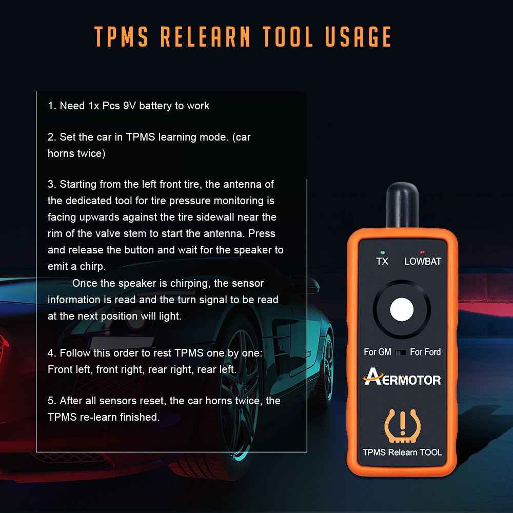 AERMOTOR EL-50448 TPMS FORD Car Tire Pressure Resetting Monitoring Tool Detector