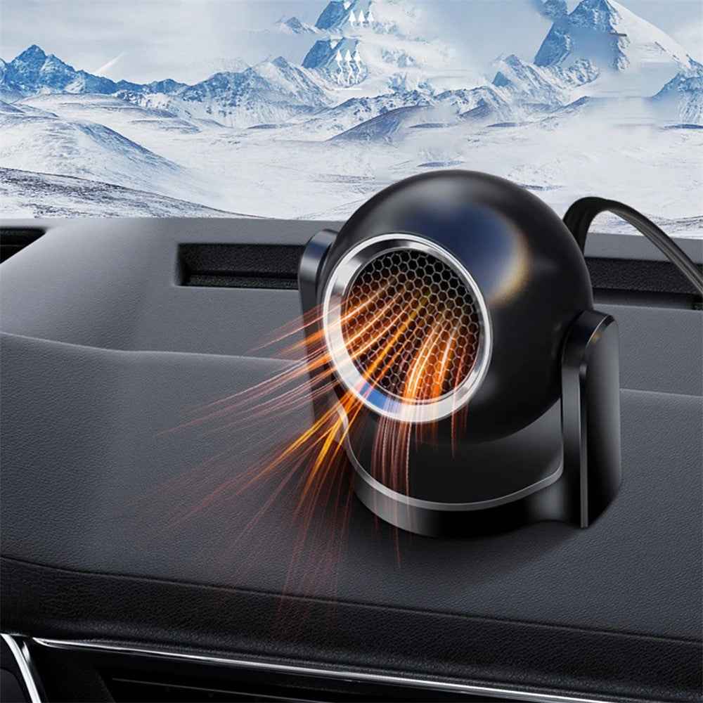 9709 12V Car Interior Hot / Cold Wind Fan Windshield Defrosting Defogging ABS Heater - Black