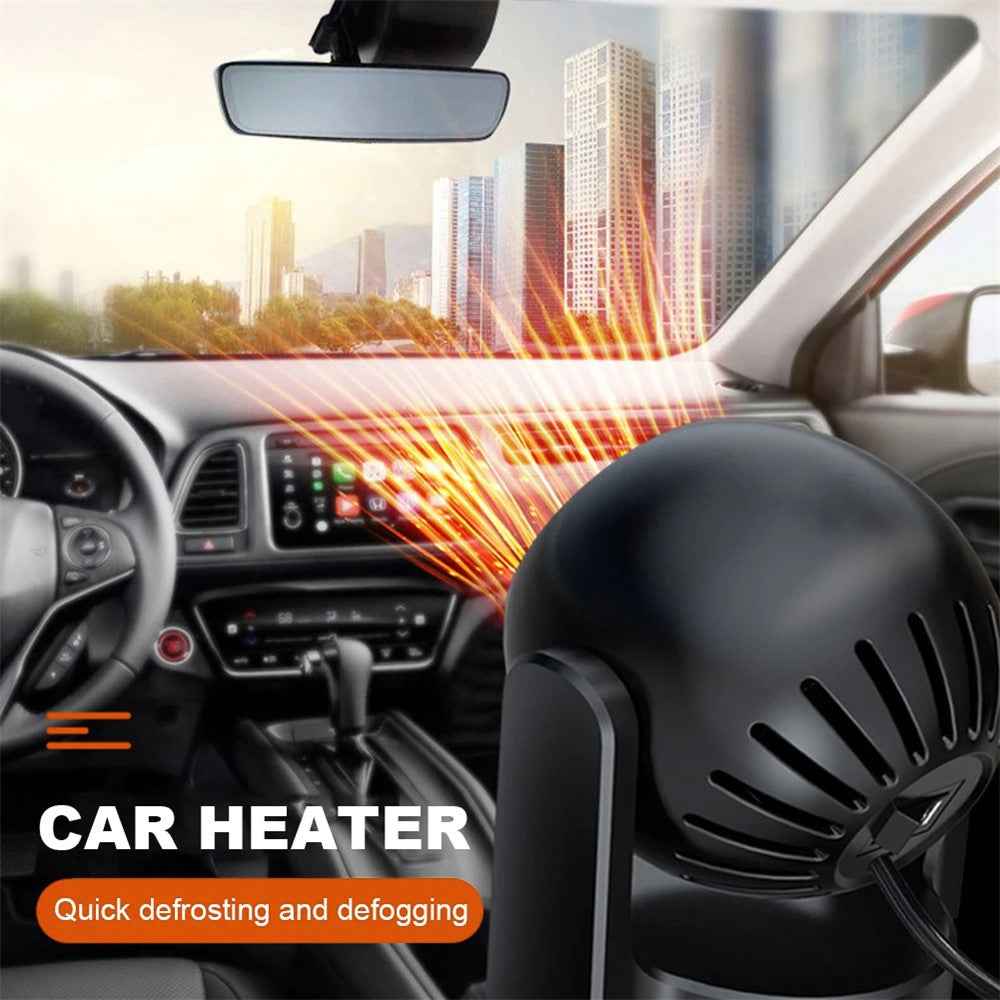 9709 12V Car Interior Hot / Cold Wind Fan Windshield Defrosting Defogging ABS Heater - Black
