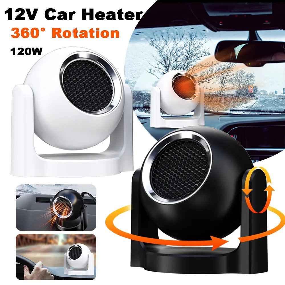 9709 12V Car Interior Hot / Cold Wind Fan Windshield Defrosting Defogging ABS Heater - Black