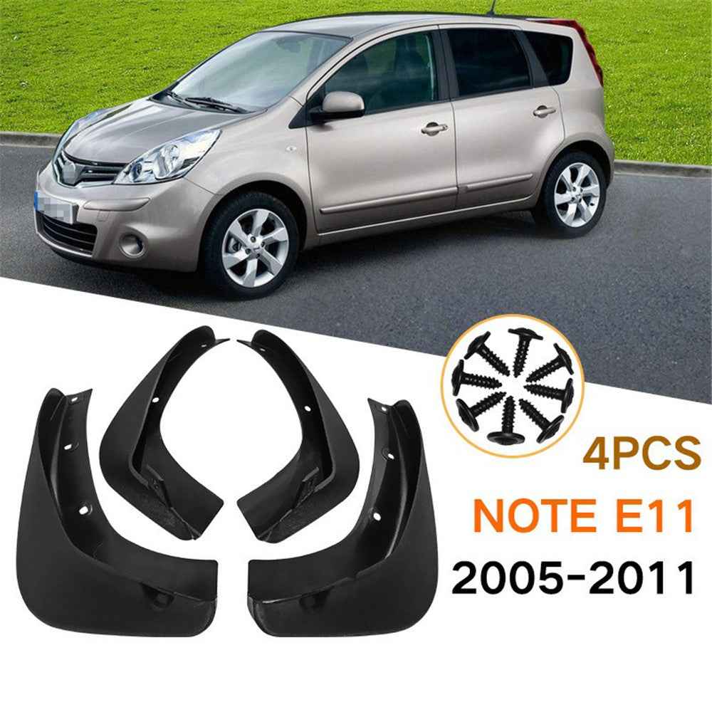 4Pcs / Set Car Mudguard Mud Flaps for Nissan Note 2005-2011 LIVINA Front and Rear Mudflaps Splash Fender Kit Auto Accessories
