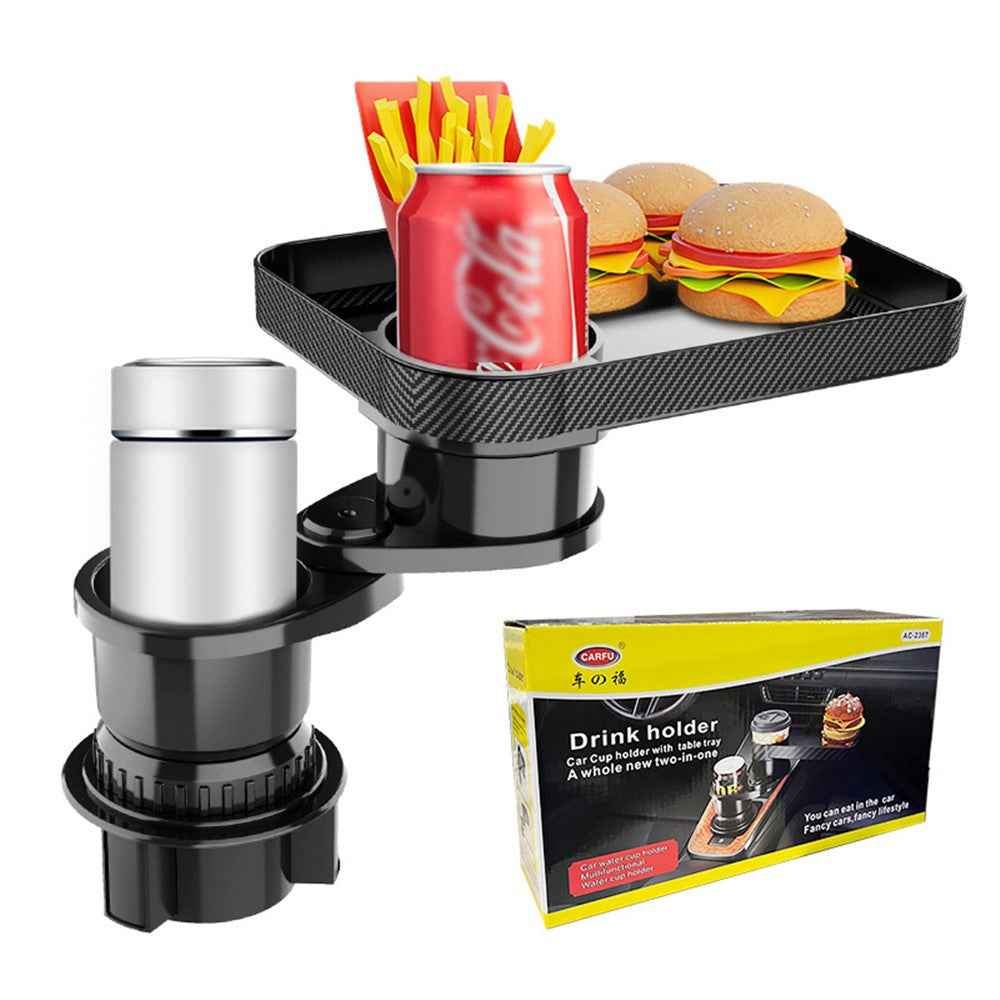 CARFU AC-2387 Car Cup Holder 360-Degree Adjustable Drink Holder with Food Tray