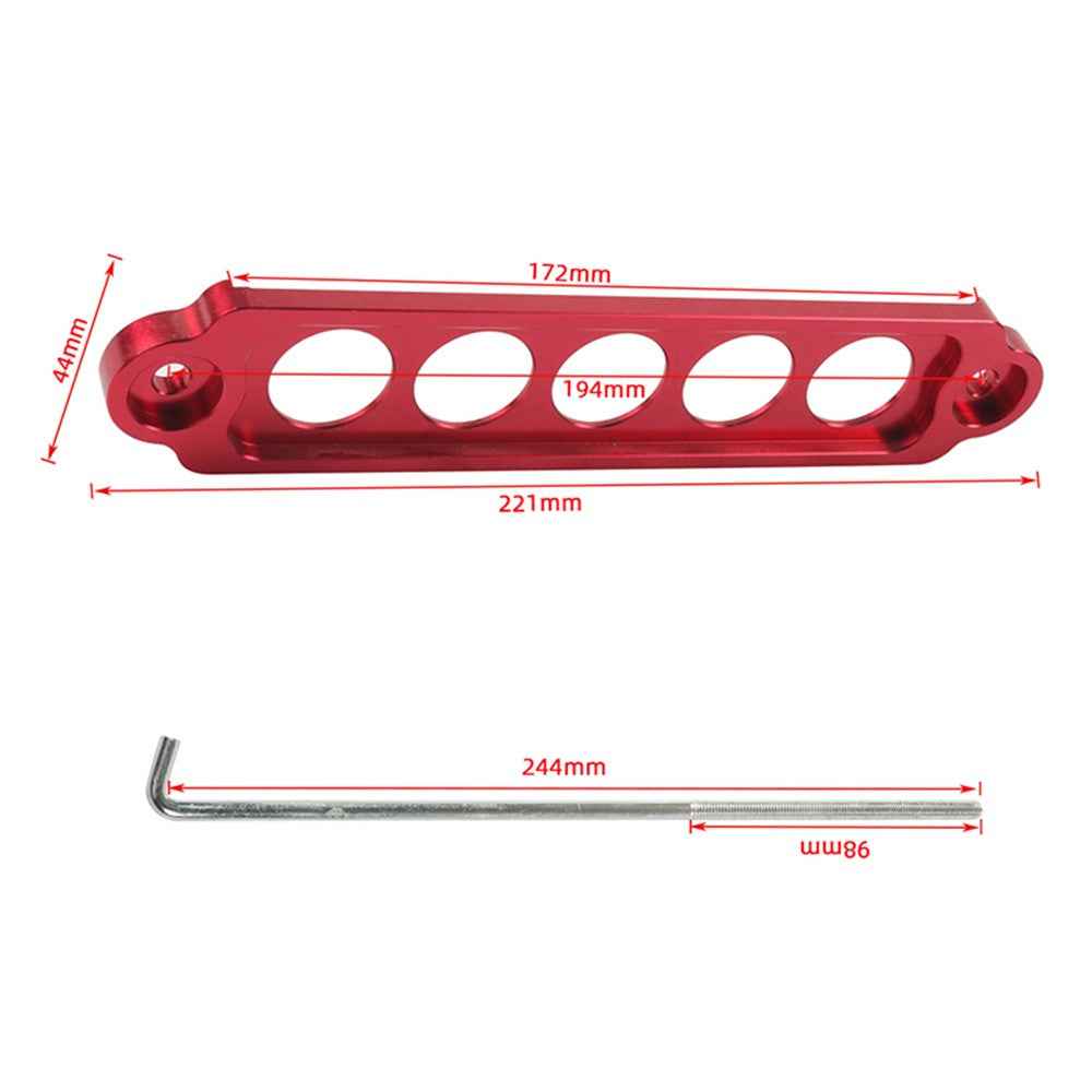 A8681 Aluminum Alloy Car Battery Holder Bracket Vehicles Trucks Battery Mount Bracket (Hook Length 250) - Red