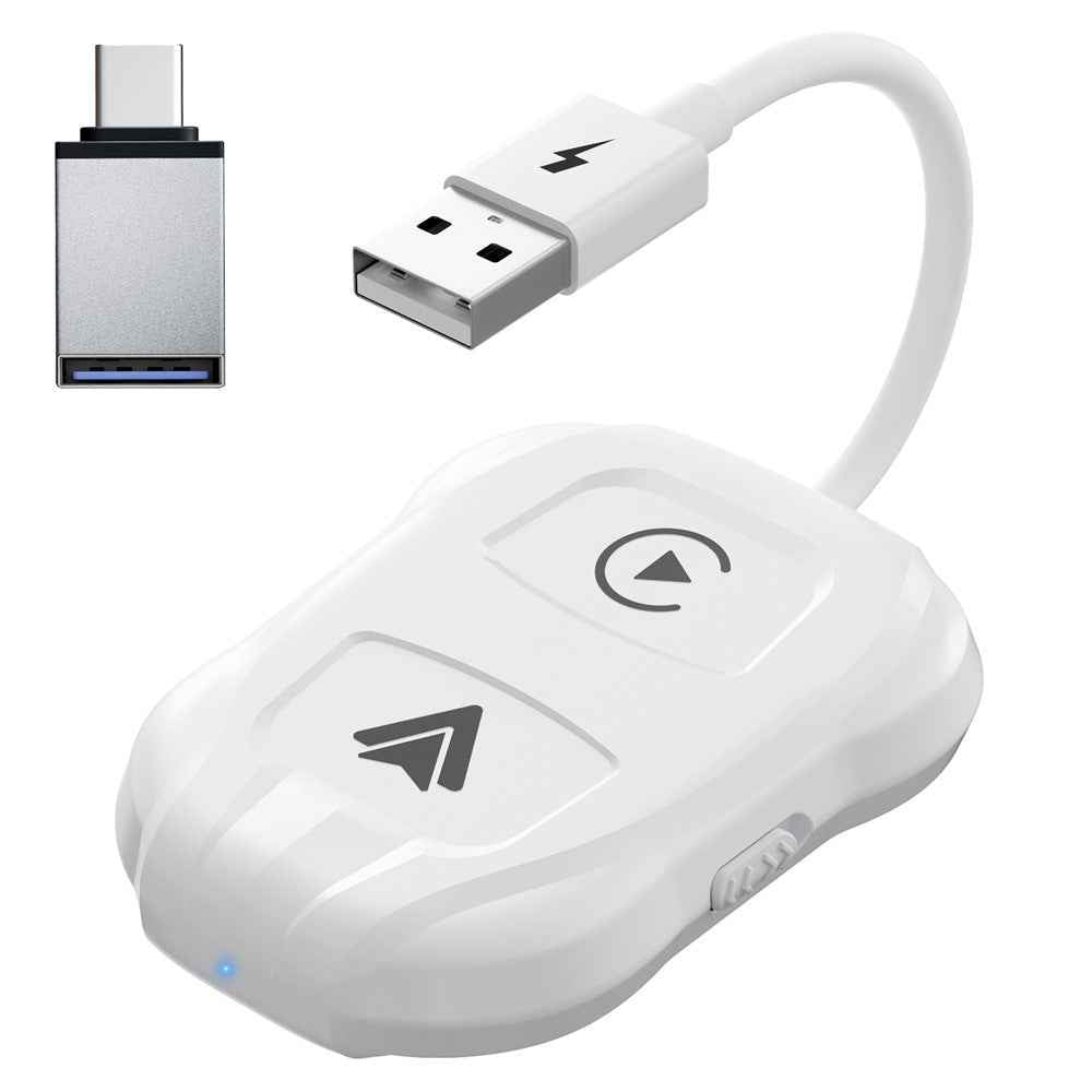 THT-020-9 Car Wireless Carplay Android Auto Dongle Wired to Wireless Adapter - White