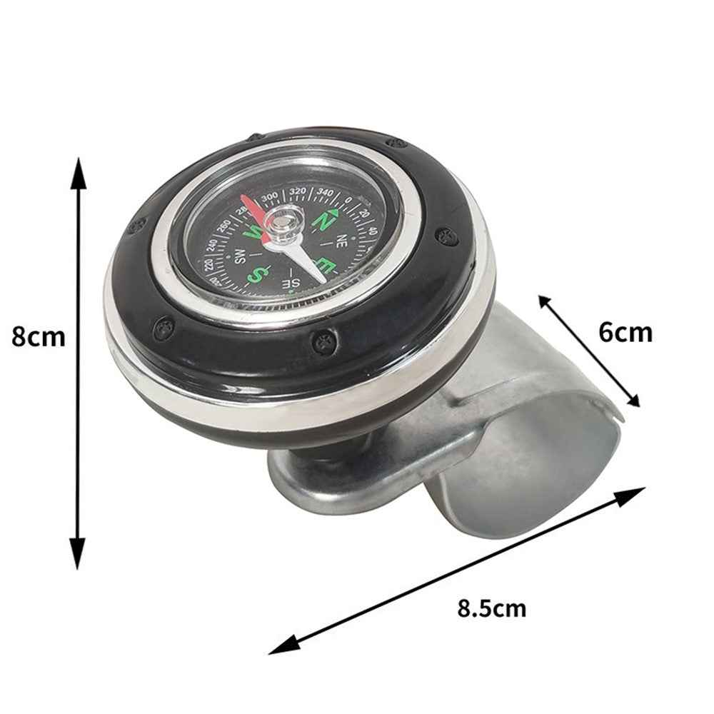 CARFU Plastic+Iron Car Steering Wheel Spinner Knob Compass Car Steering Auxiliary Booster Control Handle - Silver