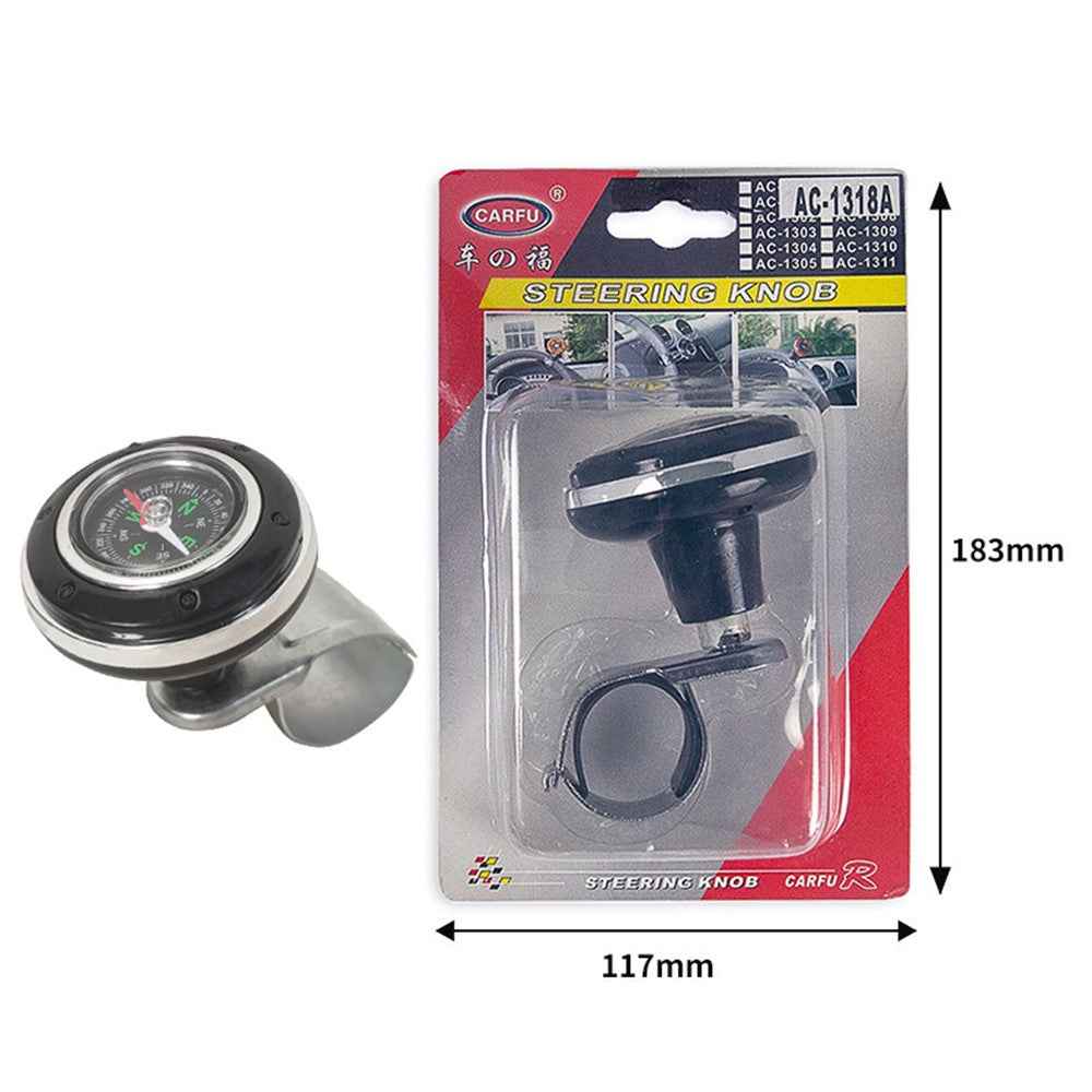 CARFU Plastic+Iron Car Steering Wheel Spinner Knob Compass Car Steering Auxiliary Booster Control Handle - Silver