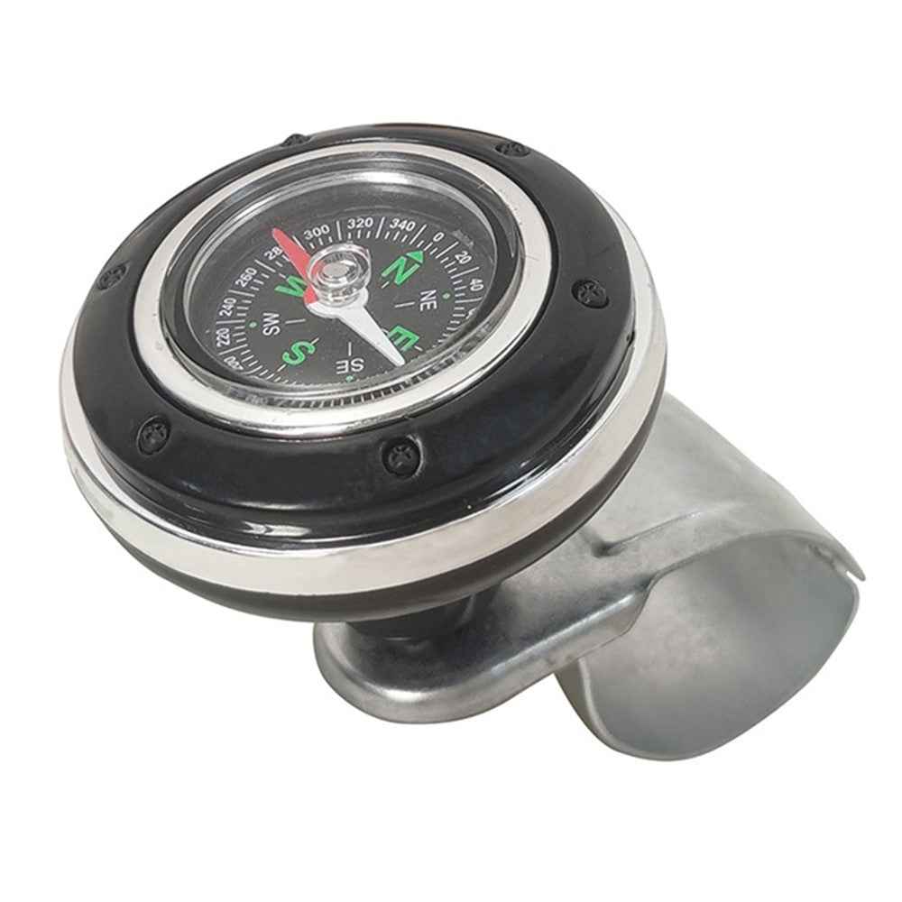 CARFU Plastic+Iron Car Steering Wheel Spinner Knob Compass Car Steering Auxiliary Booster Control Handle - Black