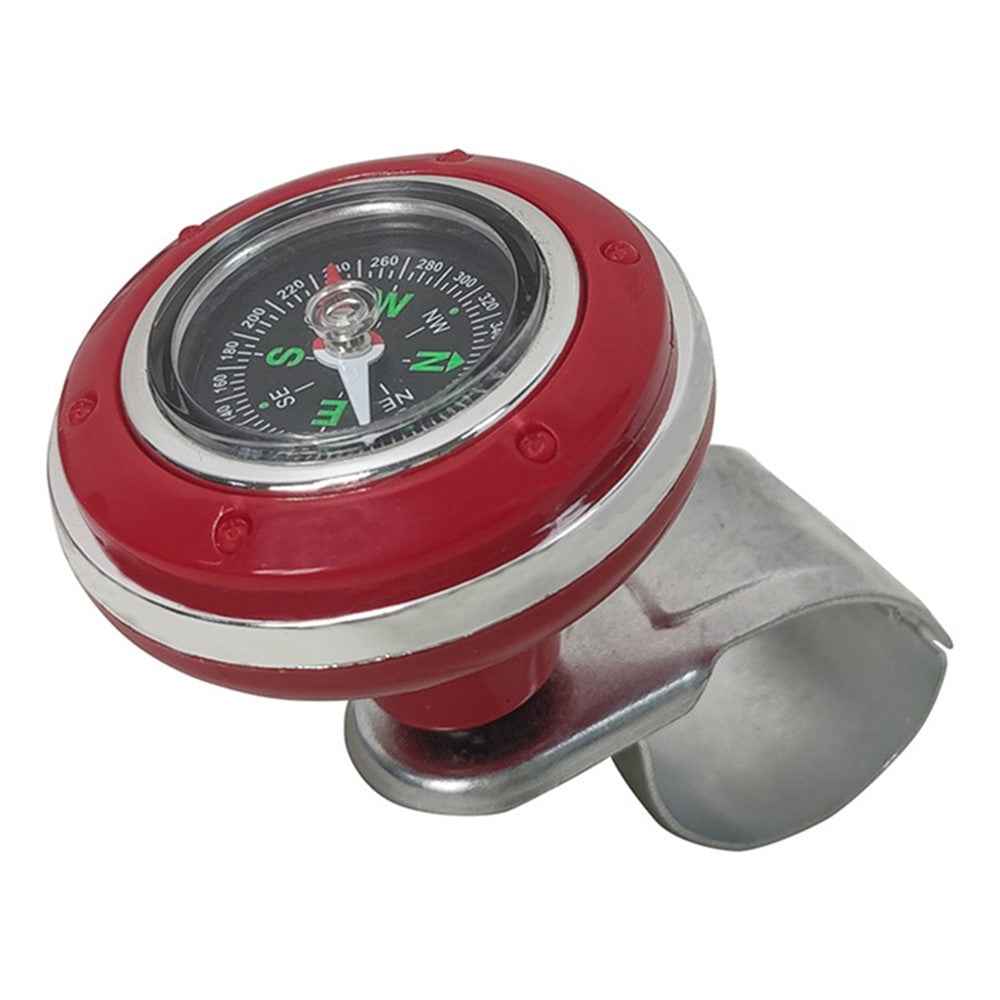 CARFU Plastic+Iron Car Steering Wheel Spinner Knob Compass Car Steering Auxiliary Booster Control Handle - Red