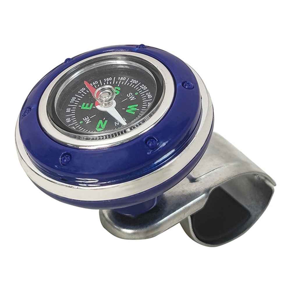 CARFU Plastic+Iron Car Steering Wheel Spinner Knob Compass Car Steering Auxiliary Booster Control Handle - Blue