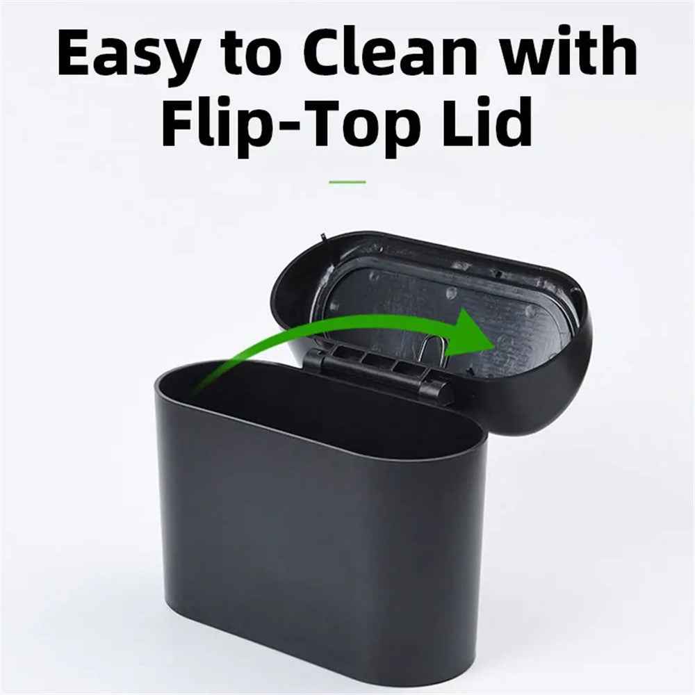 BY-1079 Push Lid Design Car Trash Can Vehicle Door Seat Back Hanging ABS Trash Bin - Pink