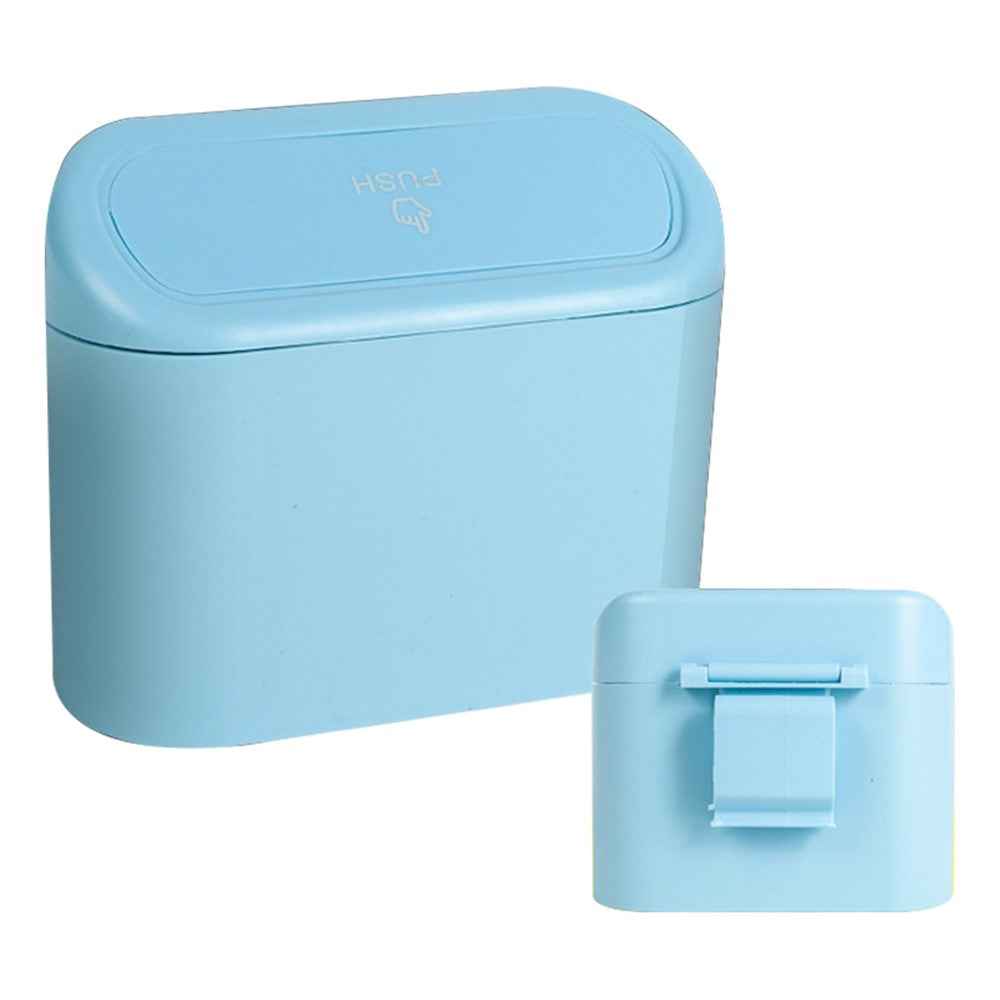 BY-1079 Push Lid Design Car Trash Can Vehicle Door Seat Back Hanging ABS Trash Bin - Blue