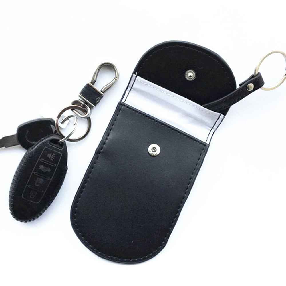Car Key Signal Blocking Pouch Anti-theft RFID Blocking Genuine Cow Leather Car Keys Case Holder