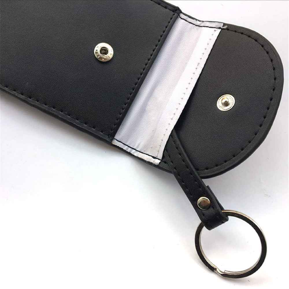 Car Key Signal Blocking Pouch Anti-theft RFID Blocking Genuine Cow Leather Car Keys Case Holder