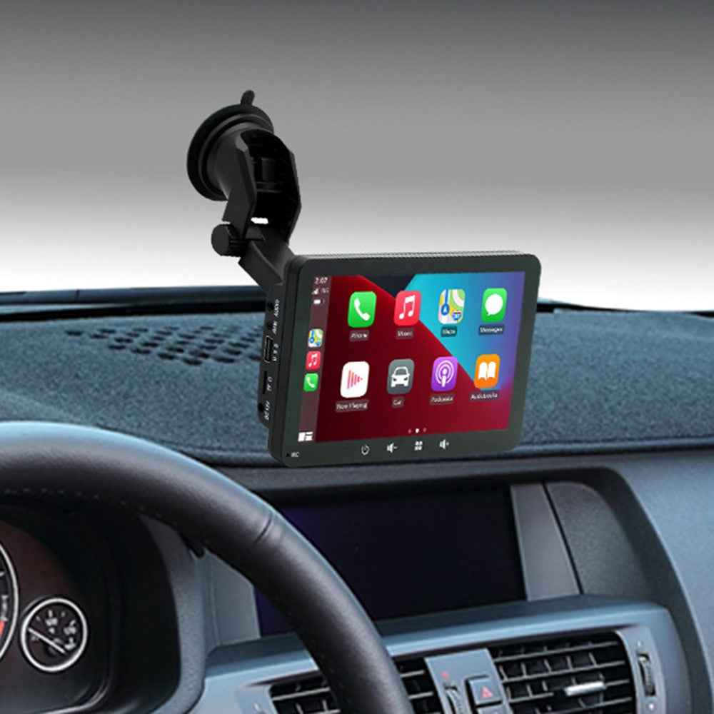 W507D 7-inch HD Touch Display Portable Car Play with 12-LED Camera, 2.4GHz WiFi Car Monitor, Suction Holder