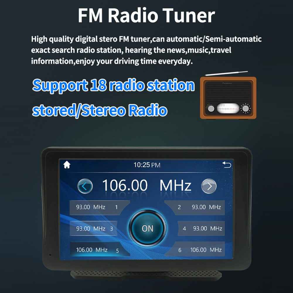 W506B Mirror Link Android Auto Car Play with 12-LED Camera, 7-inch HD Touch Screen Car Stereo with Stand