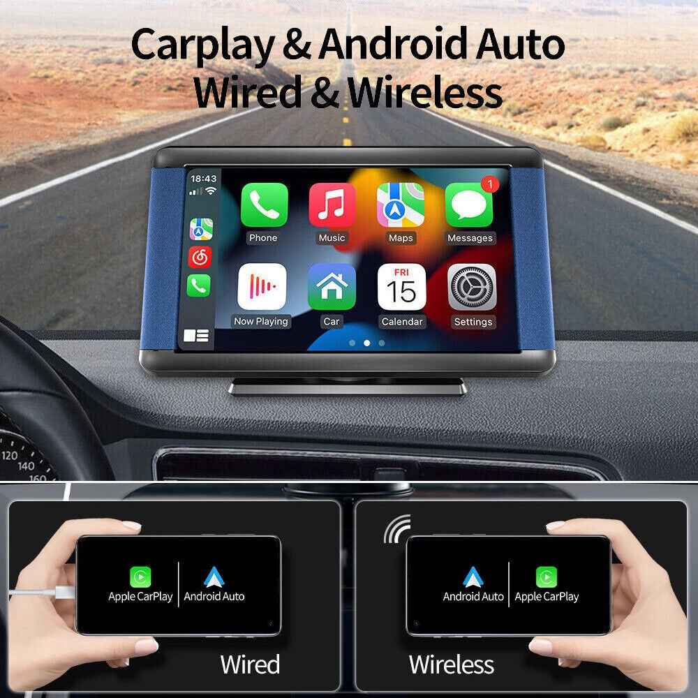 W503A 7.0-inch HD Display Wireless / Wired Car Play Android Auto Portable Car Stereo Support Mirror Link, Bluetooth-compatible