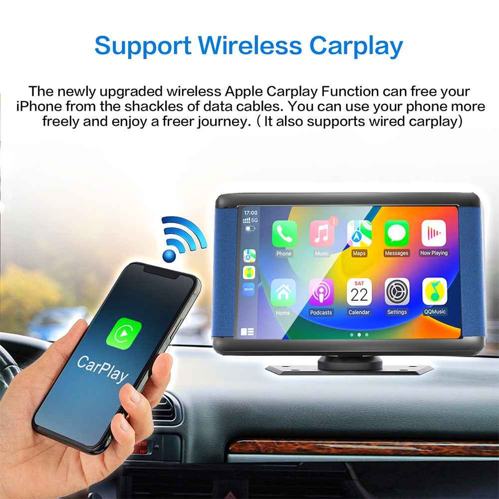 W503A 7.0-inch HD Display Wireless / Wired Car Play Android Auto Portable Car Stereo Support Mirror Link, Bluetooth-compatible