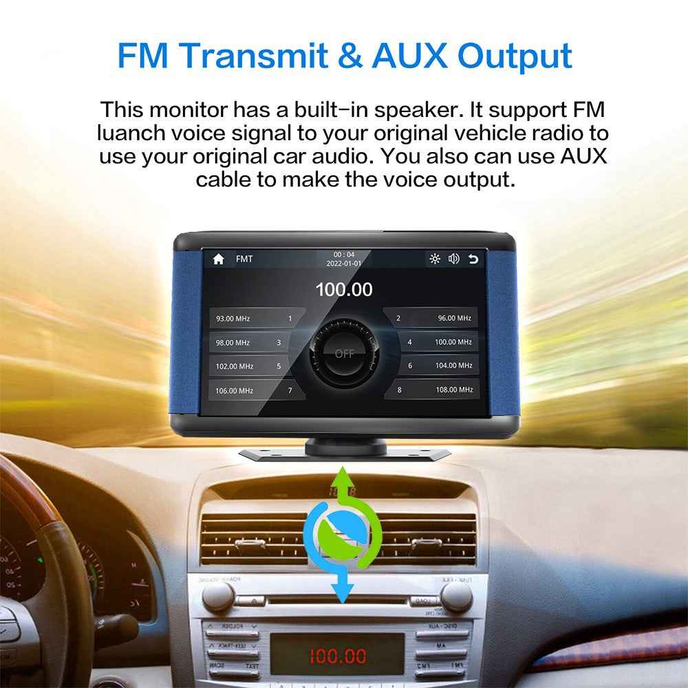 W503C 7.0-inch HD Screen Wireless Car Play with 12LED Camera, Portable Car Stereo Support Mirror Link, Android Auto