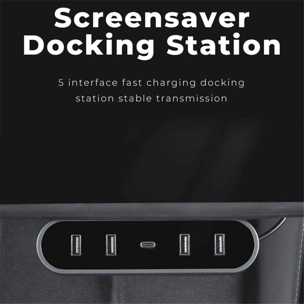 TSL319 For Model 3 / Y Under Screen Car USB+Type-C Hub Charging Dock Station