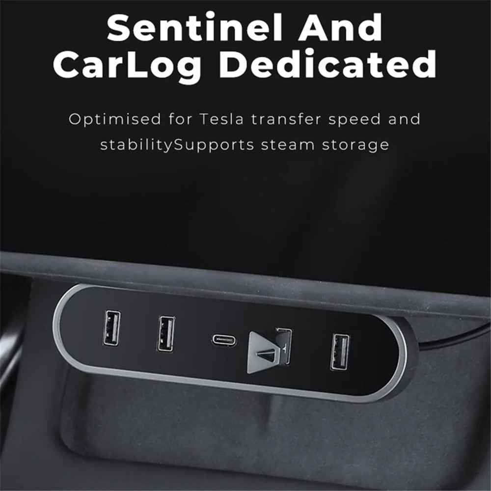 TSL319 For Model 3 / Y Under Screen Car USB+Type-C Hub Charging Dock Station