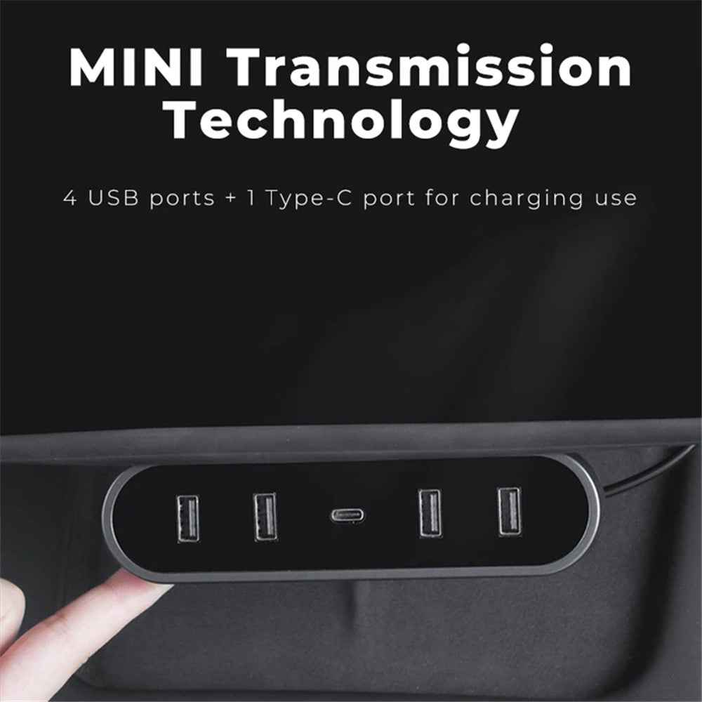 TSL319 For Model 3 / Y Under Screen Car USB+Type-C Hub Charging Dock Station